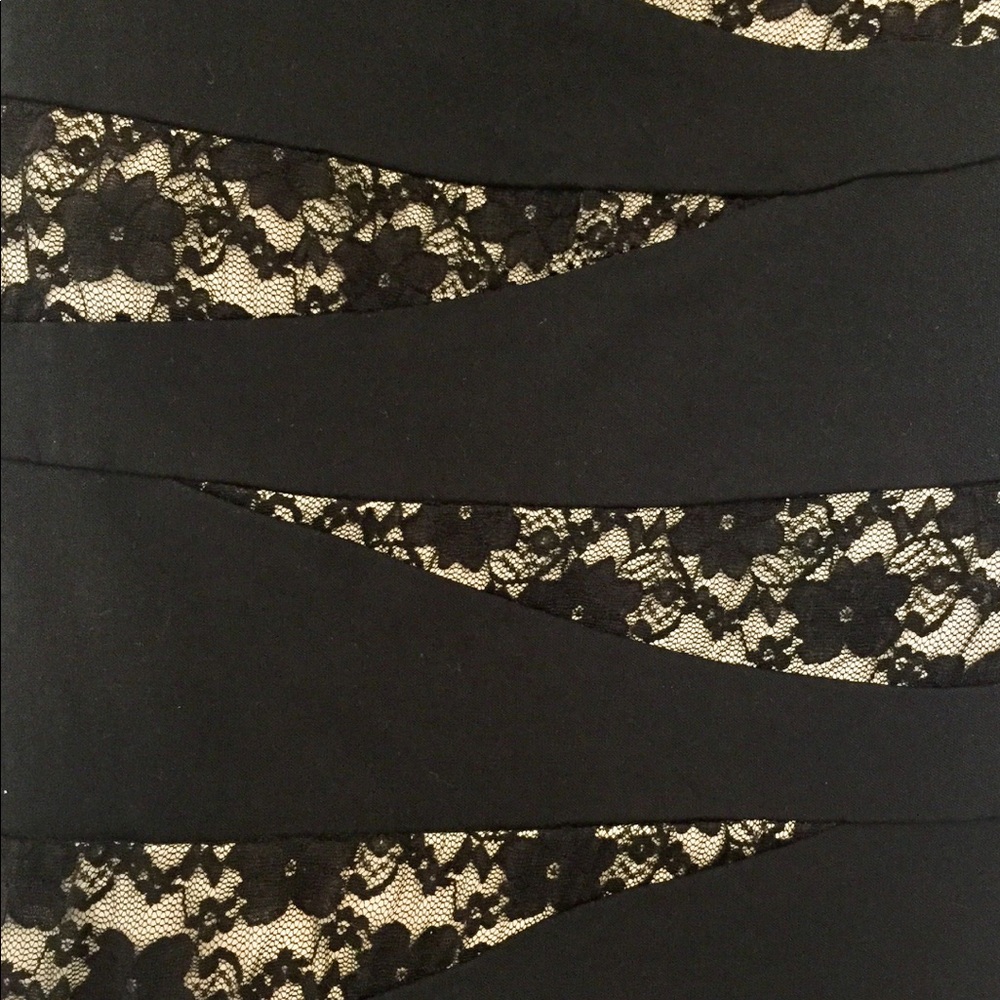 Ruby Rox Black/Cream Strapless Bodycon Dress Sz M - image 7